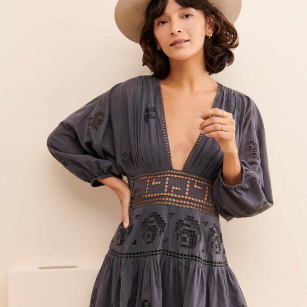 FREE PEOPLE tea time embroidered mini dress.NWT